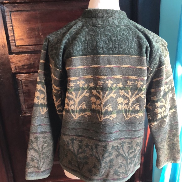 Tapestry Jacket by Flashback PXL green,gold,unique buttons/pockets floral motifs - Picture 13 of 17